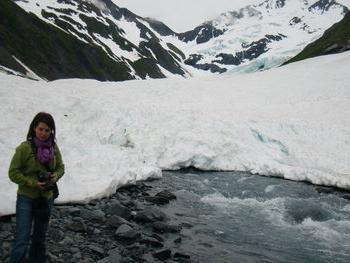 Out in the field studying glaciers.